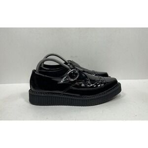 T.U.K.‎ Anarchic Leather Pointed Buckle Creeper Black Women's Size 10 Shoes Tuk